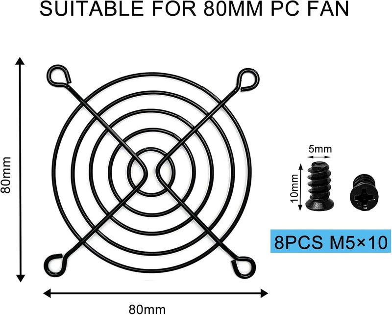 DVUIYYL 2 PCS 80mm Fan Grill pc 80mm Fan Bracket Grill (Black) - Image 4